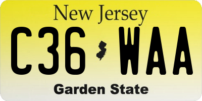 NJ license plate C36WAA