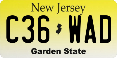 NJ license plate C36WAD
