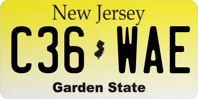 NJ license plate C36WAE