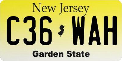 NJ license plate C36WAH