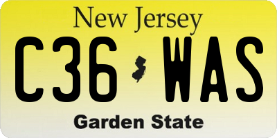 NJ license plate C36WAS