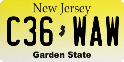 NJ license plate C36WAW