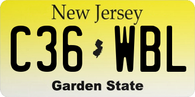 NJ license plate C36WBL