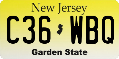 NJ license plate C36WBQ