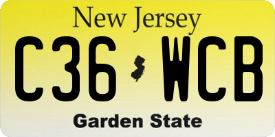 NJ license plate C36WCB
