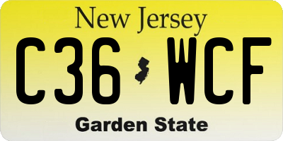 NJ license plate C36WCF