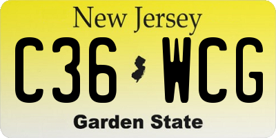 NJ license plate C36WCG