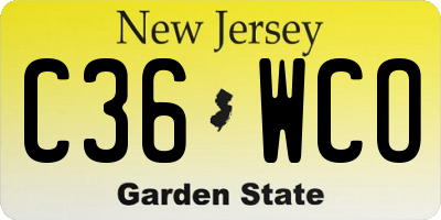 NJ license plate C36WCO