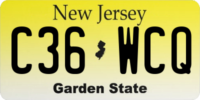 NJ license plate C36WCQ