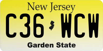 NJ license plate C36WCW
