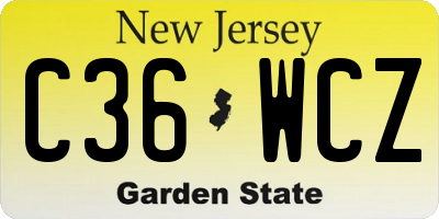 NJ license plate C36WCZ