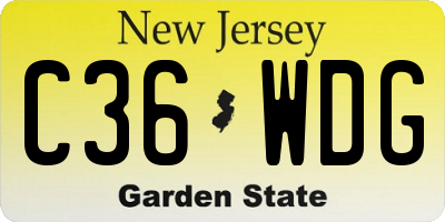 NJ license plate C36WDG