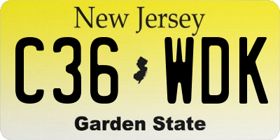 NJ license plate C36WDK