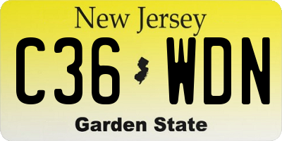 NJ license plate C36WDN