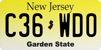 NJ license plate C36WDO