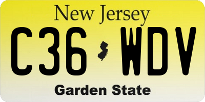 NJ license plate C36WDV