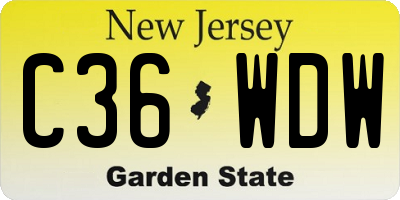 NJ license plate C36WDW