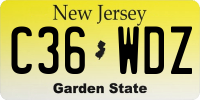 NJ license plate C36WDZ