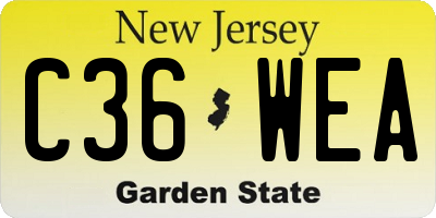 NJ license plate C36WEA