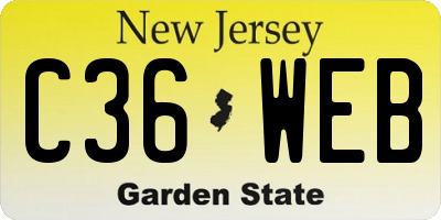 NJ license plate C36WEB
