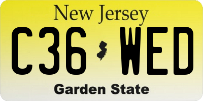 NJ license plate C36WED