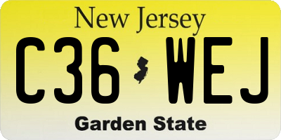 NJ license plate C36WEJ