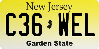 NJ license plate C36WEL