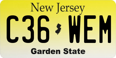 NJ license plate C36WEM