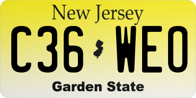 NJ license plate C36WEO