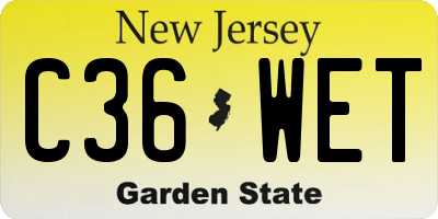 NJ license plate C36WET