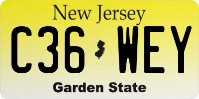 NJ license plate C36WEY