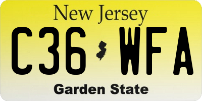 NJ license plate C36WFA