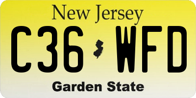 NJ license plate C36WFD