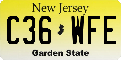 NJ license plate C36WFE