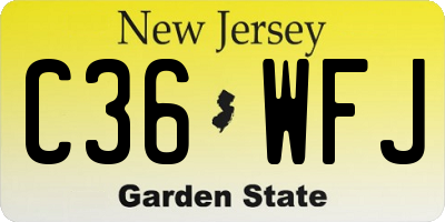 NJ license plate C36WFJ