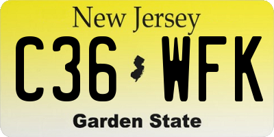 NJ license plate C36WFK