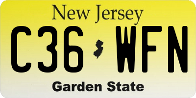 NJ license plate C36WFN
