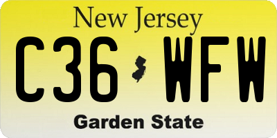 NJ license plate C36WFW