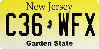 NJ license plate C36WFX