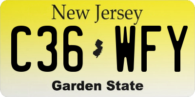 NJ license plate C36WFY