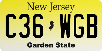 NJ license plate C36WGB