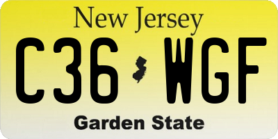 NJ license plate C36WGF