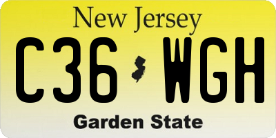 NJ license plate C36WGH