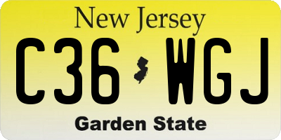 NJ license plate C36WGJ