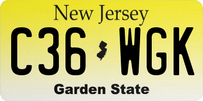 NJ license plate C36WGK