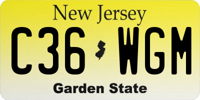 NJ license plate C36WGM