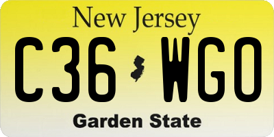 NJ license plate C36WGO