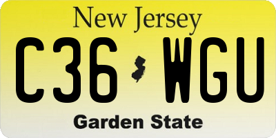 NJ license plate C36WGU