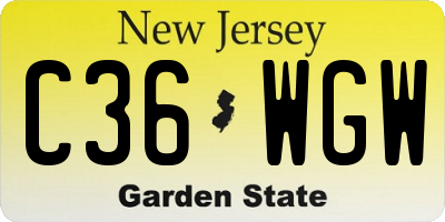NJ license plate C36WGW