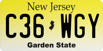 NJ license plate C36WGY